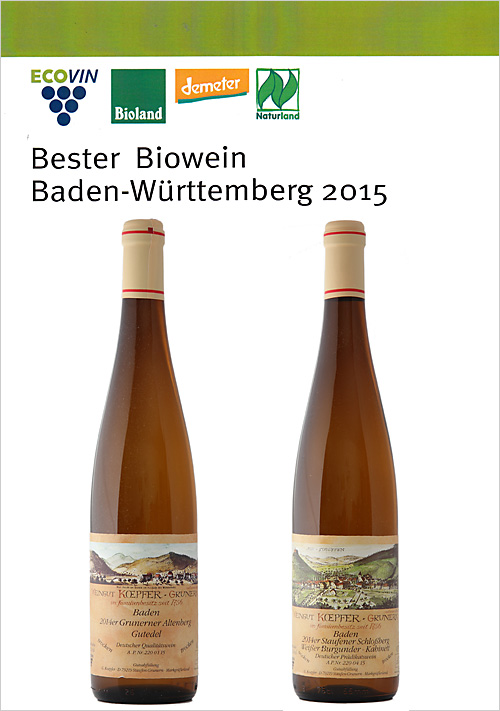 Beste Bioweine Baden-Württtemberg 2015